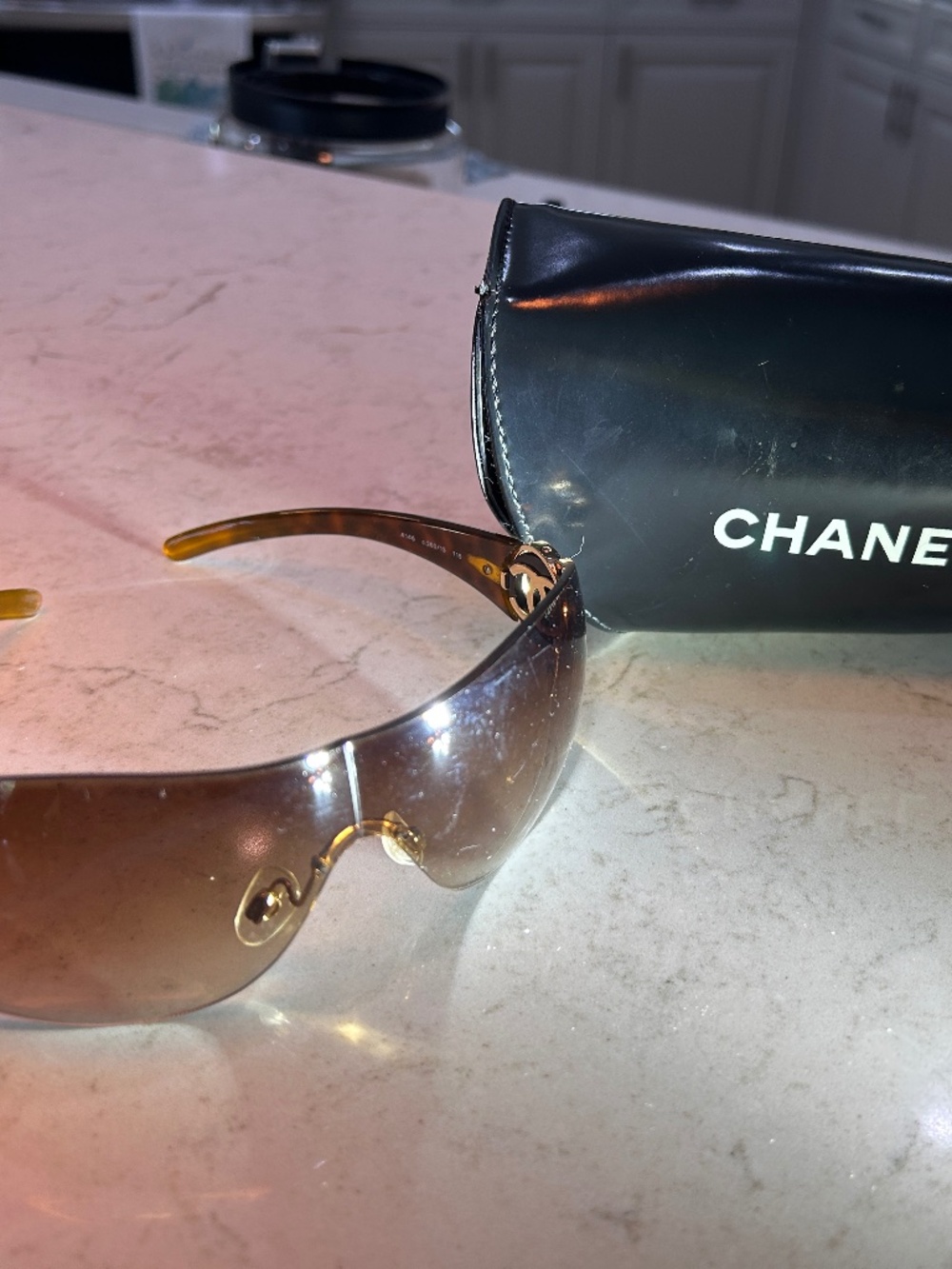 Chanel Women's Brown Gradient Shield Sunglasses
